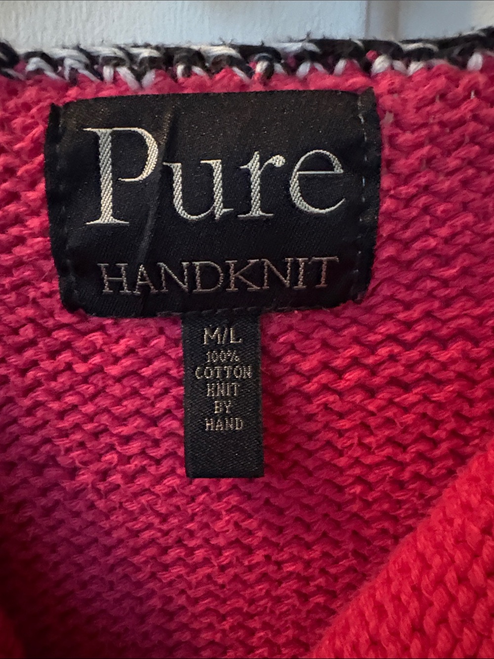 Pure Handknit Raspberry Button-Front Cardigan - Picture 2 of 3